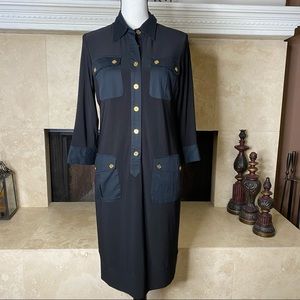 Lauren Ralph Lauren Black 3/4 sleeve button front Dress size 8